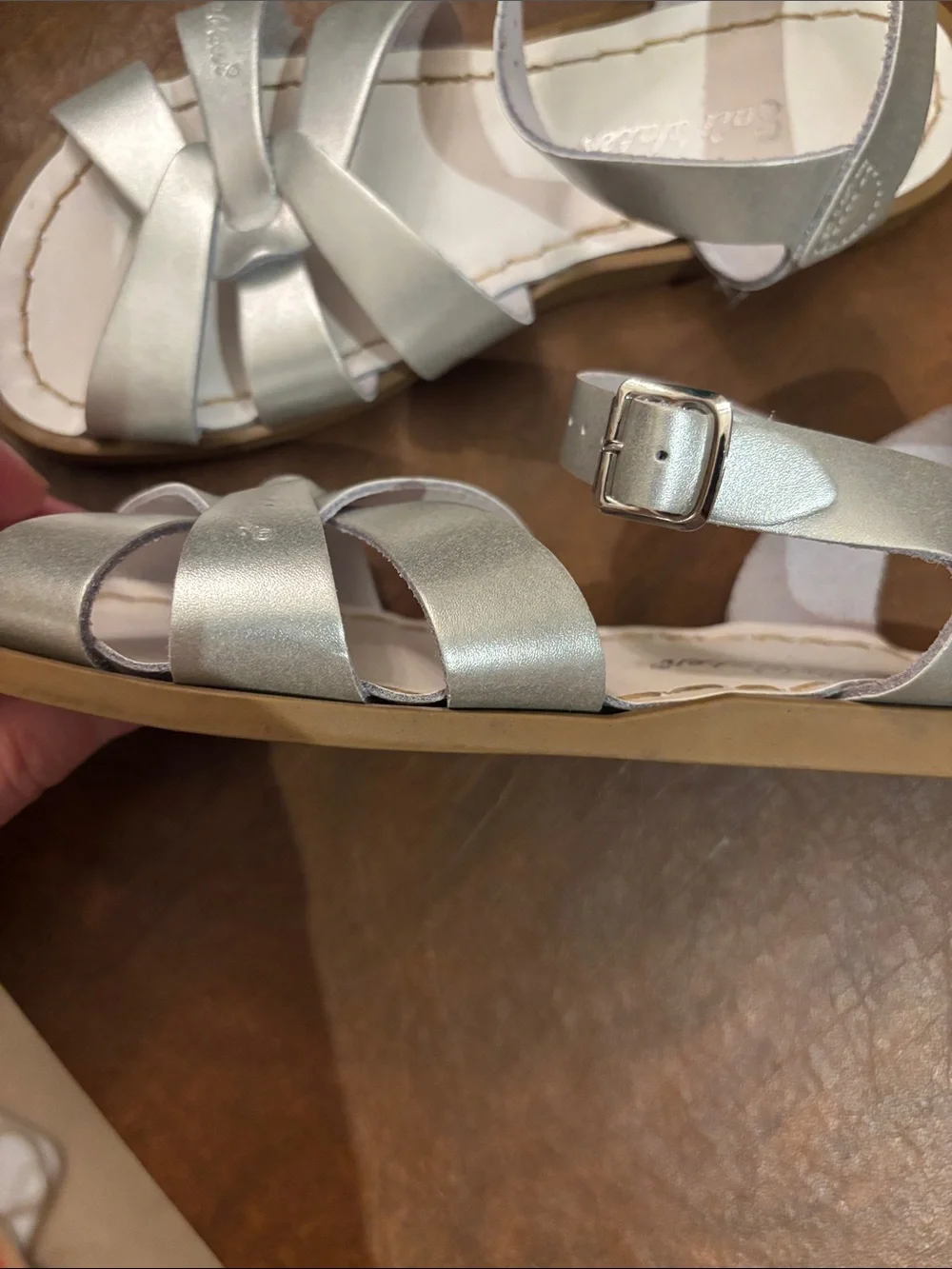 Salt Water Sandals by Hoy Silver Strappy Girls Sandals